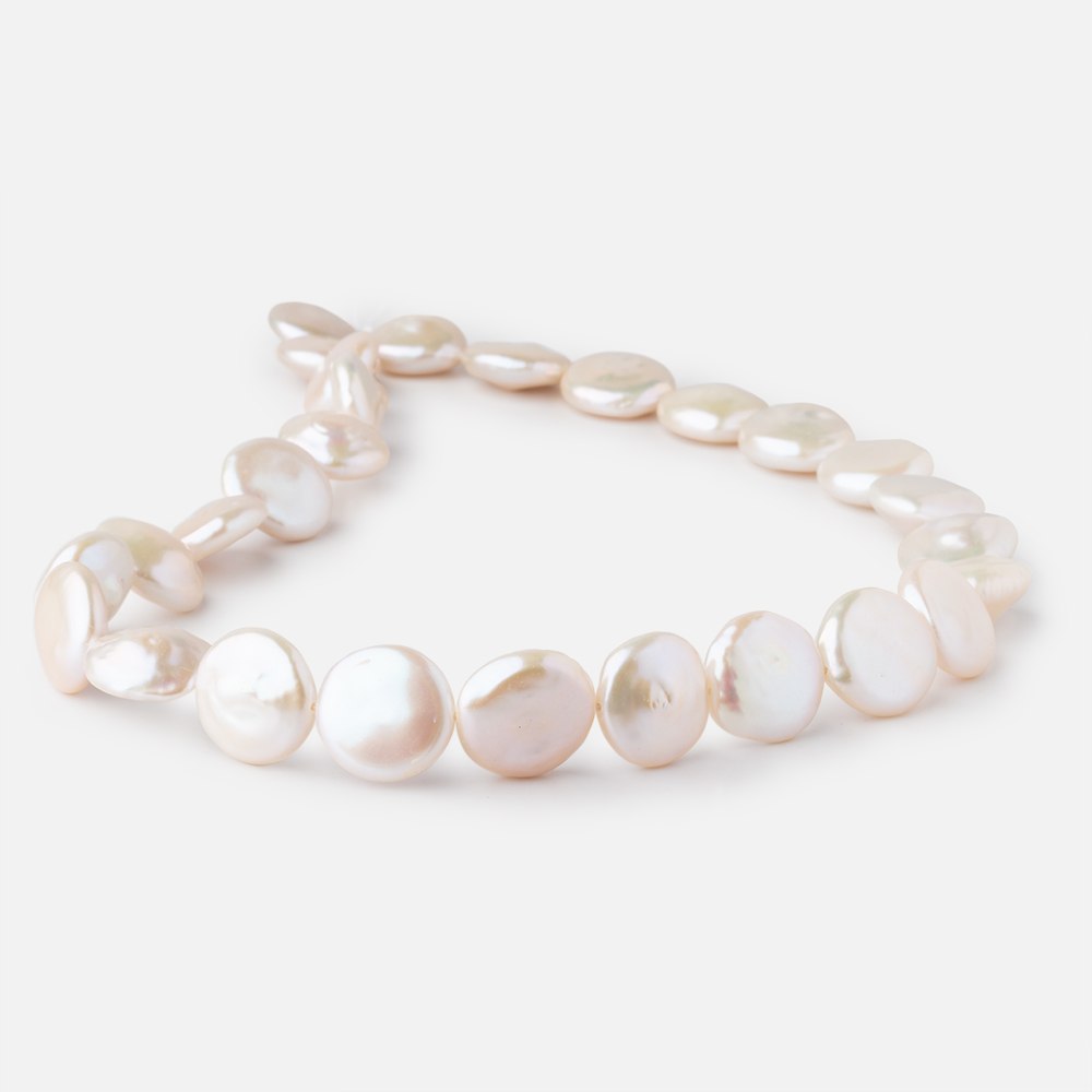 13-15mm Creamy White Coin Freshwater Pearls 15.5 inch 27 pieces