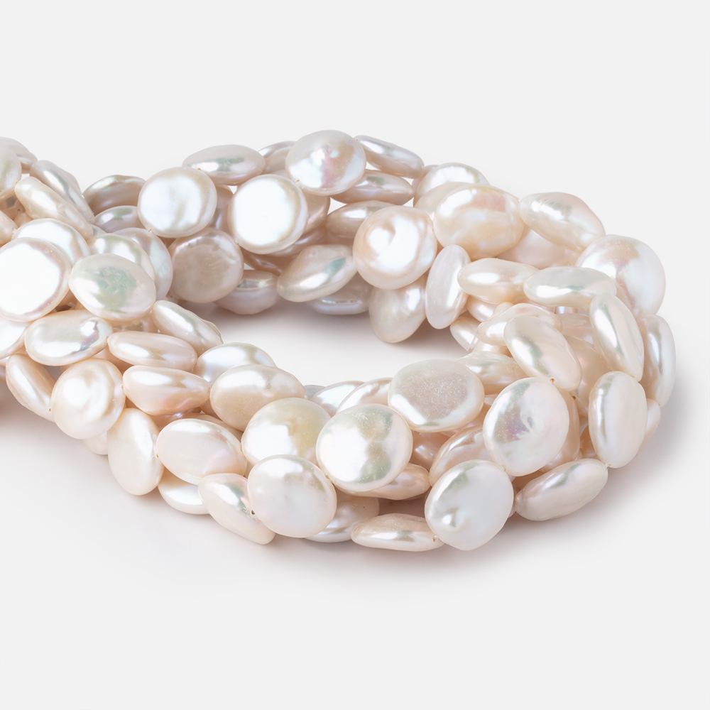 13-15mm Creamy White Coin Freshwater Pearls 15.5 inch 27 pieces