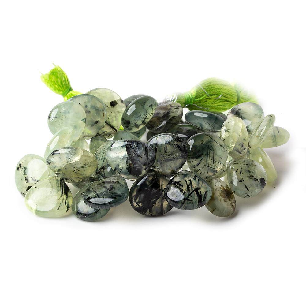 13-15mm Dendritic Prehnite Plain Heart Beads 7.5 inch 39 pieces