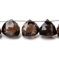13-15mm Smoky Quartz Faceted Trillions 7.5 inch 13 Beads