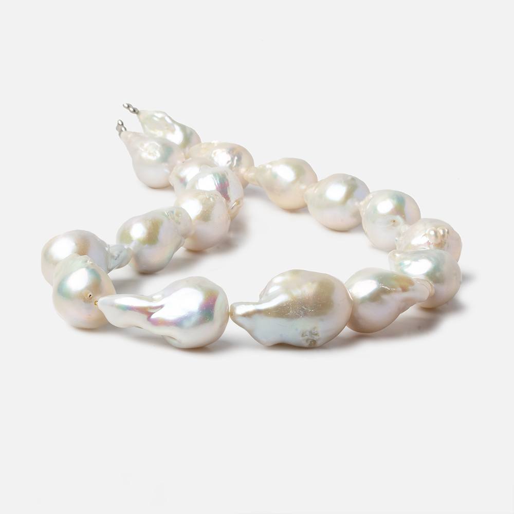 13-15mm White Ultra Baroque Freshwater Pearls 16.5 inch 17 pieces AA 0.8mm drill hole