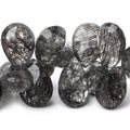 13-16mm Black Tourmalinated Quartz Faceted Pear Beads 7.5 inch 44 pieces AA