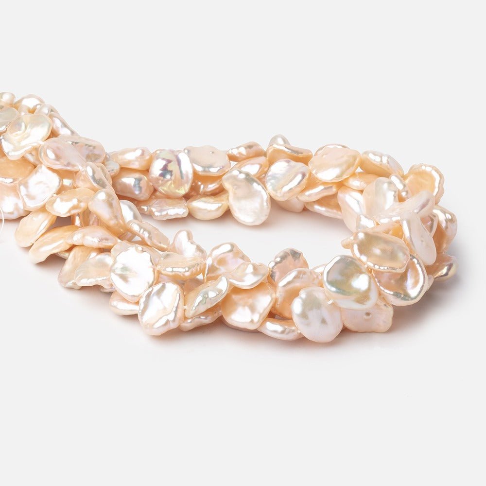 13-17mm Peach Keshi Freshwater Pearls 16 inch 34 Beads AA
