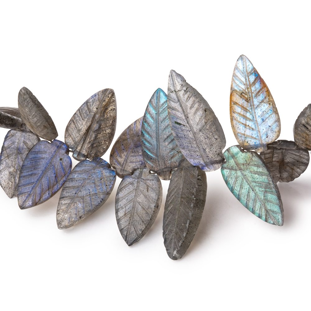 13-19mm Labradorite Carved Leaf Beads 7 inch 39 pieces AA