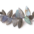13-19mm Labradorite Carved Leaf Beads 7 inch 39 pieces AA