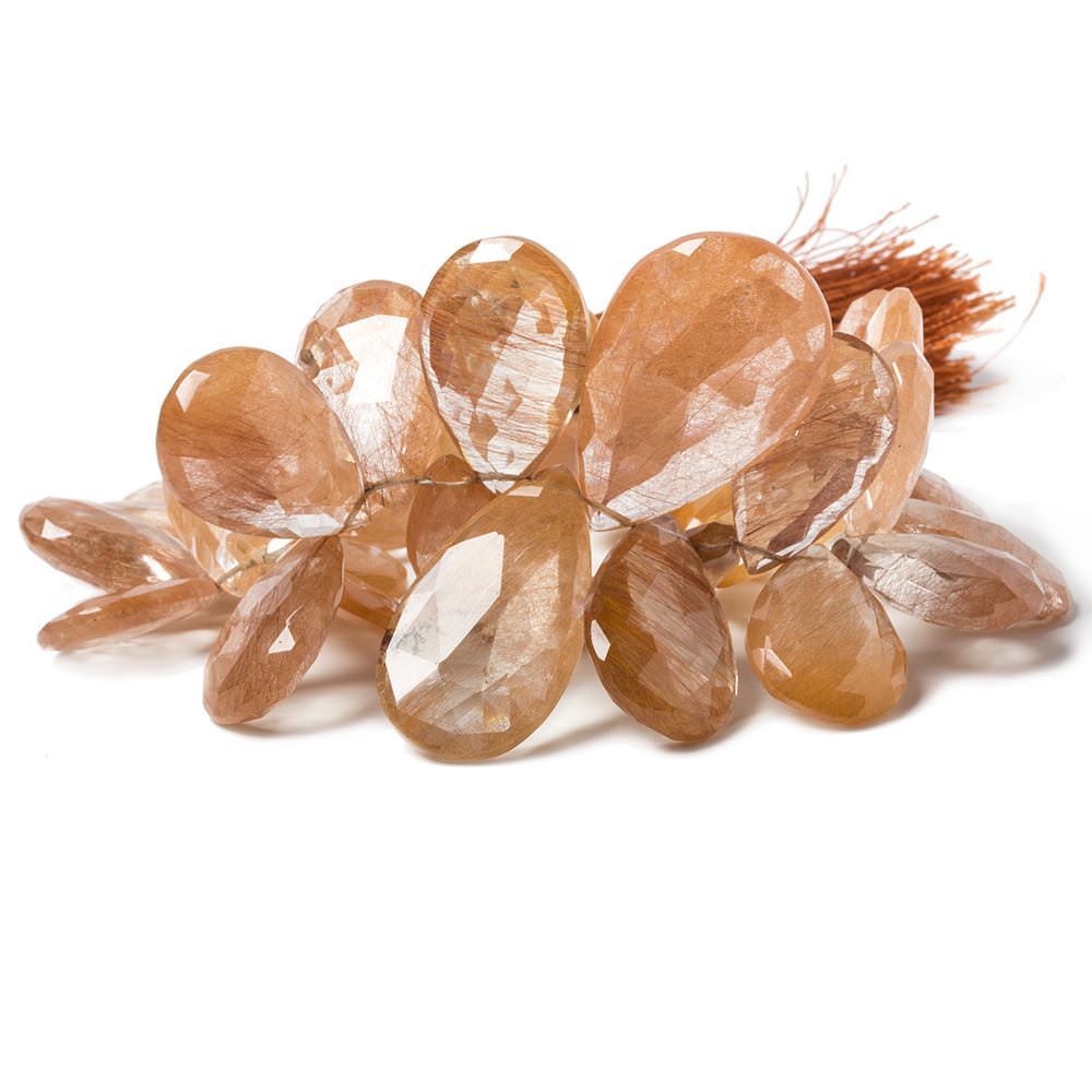 13-29mm Rutilated Quartz Beads Pear Briolette 8.5 inch 41 pieces