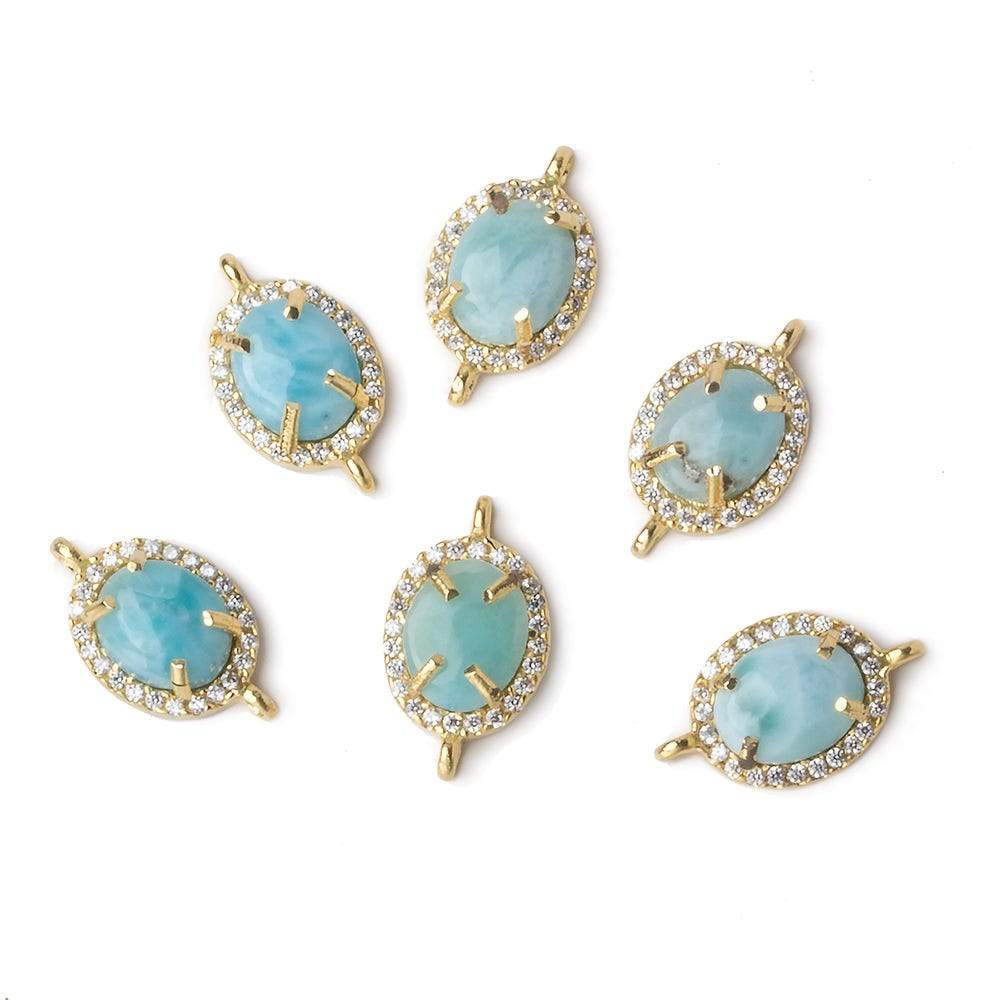 13.5x10mm Vermeil Bezel White CZ and Larimar Oval Connector 1 focal piece