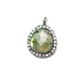 13.5x12mm Black Gold Bezeled White CZ and Labradorite Nugget Pendant 1 piece