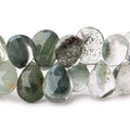 13.5x9.5-16x11mm Moss Quartz Faceted Pear Beads 7 inch 39 pieces