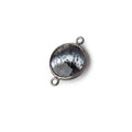 13mm Black Gold Bezel Dendritic Opal Faceted Coin Connector 1 piece