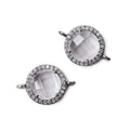 13mm Black Gold Bezel White CZ and Crystal Quartz Coin Connector 1 focal bead