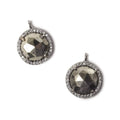 13mm Black Gold Bezel White CZ and Pyrite Coin Pendant 1 focal bead