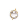 13mm Vermeil Bezel White CZ and Crystal Quartz Coin Connector 1 focal bead