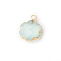 13mm Gold Leafed Seafoam Blue Chalcedony Faceted Flower Focal Pendant 1 piece