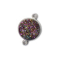 13mm Silver .925 Bezel Mystic Peacock Drusy Drusy Coin Connector 1 piece
