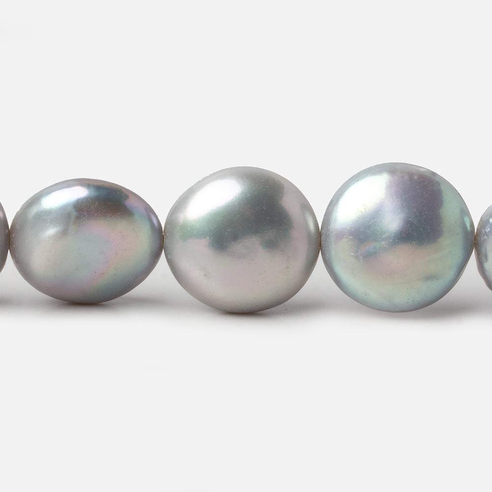 13mm Silver Coin Freshwater Pearls 16 inch 30 pieces A