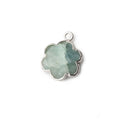 13mm Silver Leafed Milky Aquamarine Faceted Quatrafoil Focal Bead Pendant sold as 1 piece