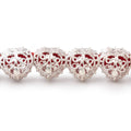 13mm Sterling Silver Plated Copper Filigree Heart 8 inch 16 Beads