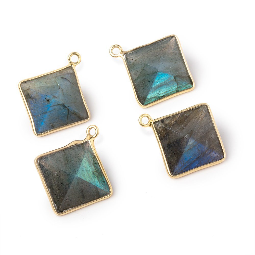 13mm Vermeil Bezel Labradorite Diamond Shape Pendant 1 piece