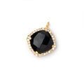 13mm Vermeil CZ Bezel Black Chalcedony Faceted Cushion Pendant 1 Focal