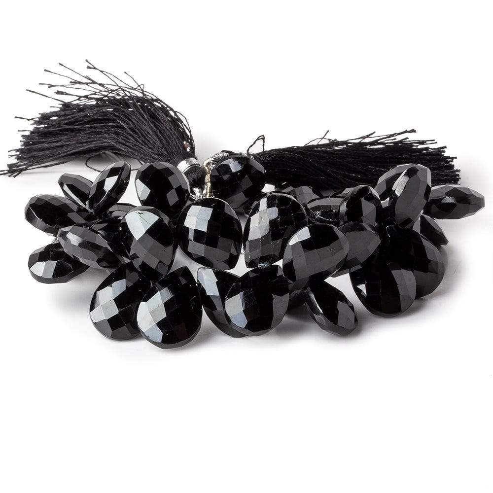 13x10-15x11mm Black Spinel faceted pears 7 inch 41 beads
