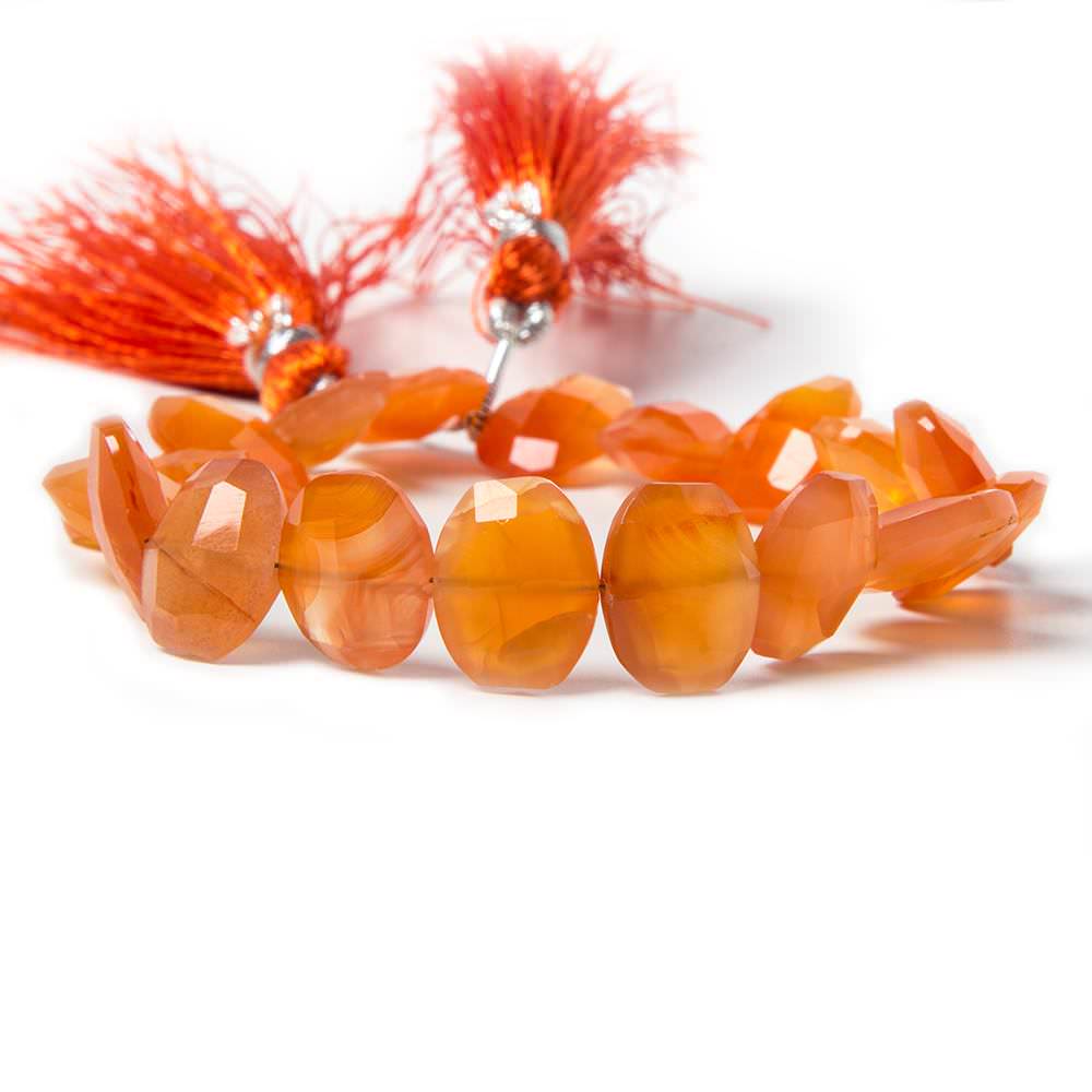 13x10mm Dark Carnelian side drilled Faceted Cushion Beads 7 inch 18 pieces