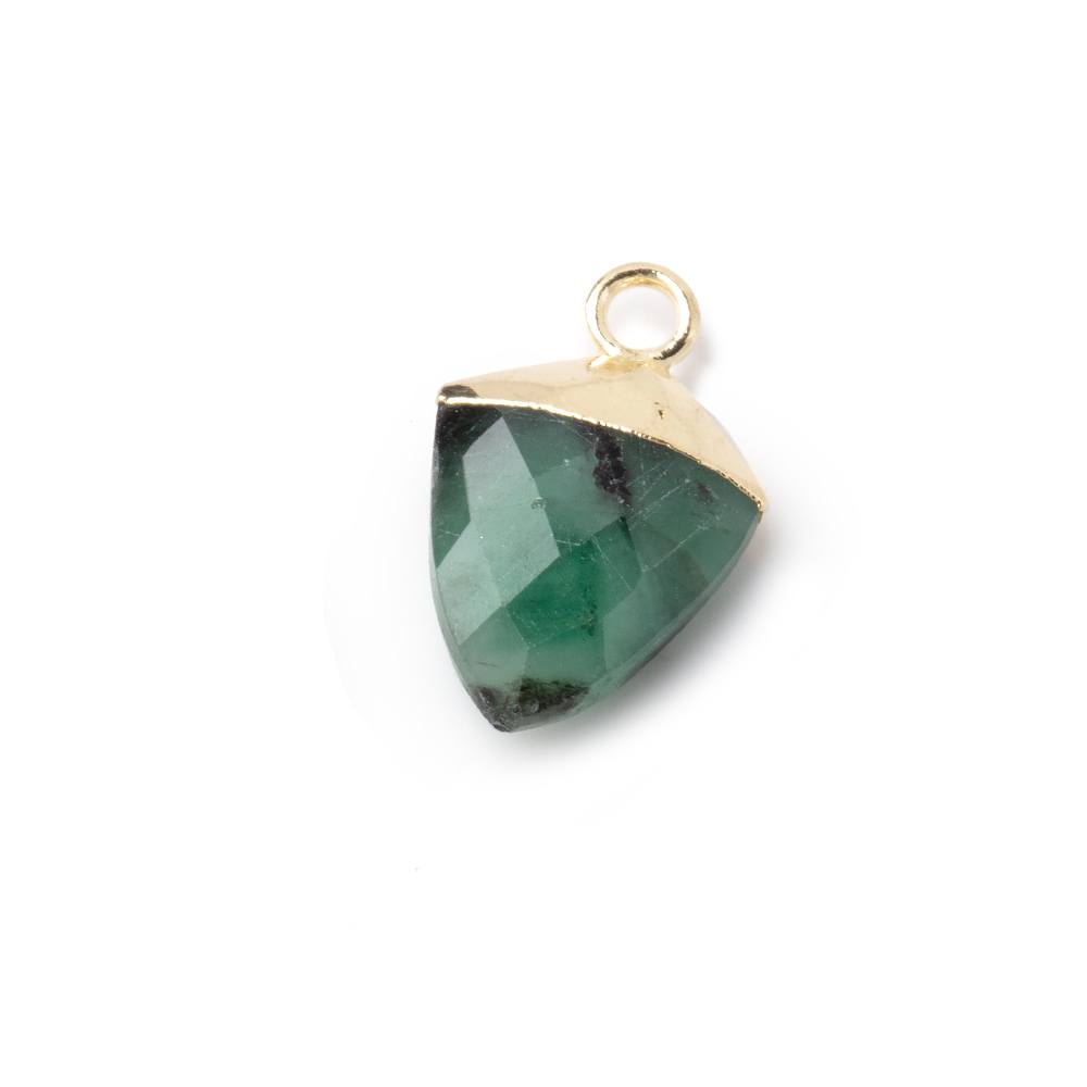 13x10mm Gold Leafed Emerald Faceted Shield Focal Pendant 1 piece