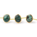 13x10mm Vermeil Bezel Emerald Faceted Nuggets 7 inch 12 Beads