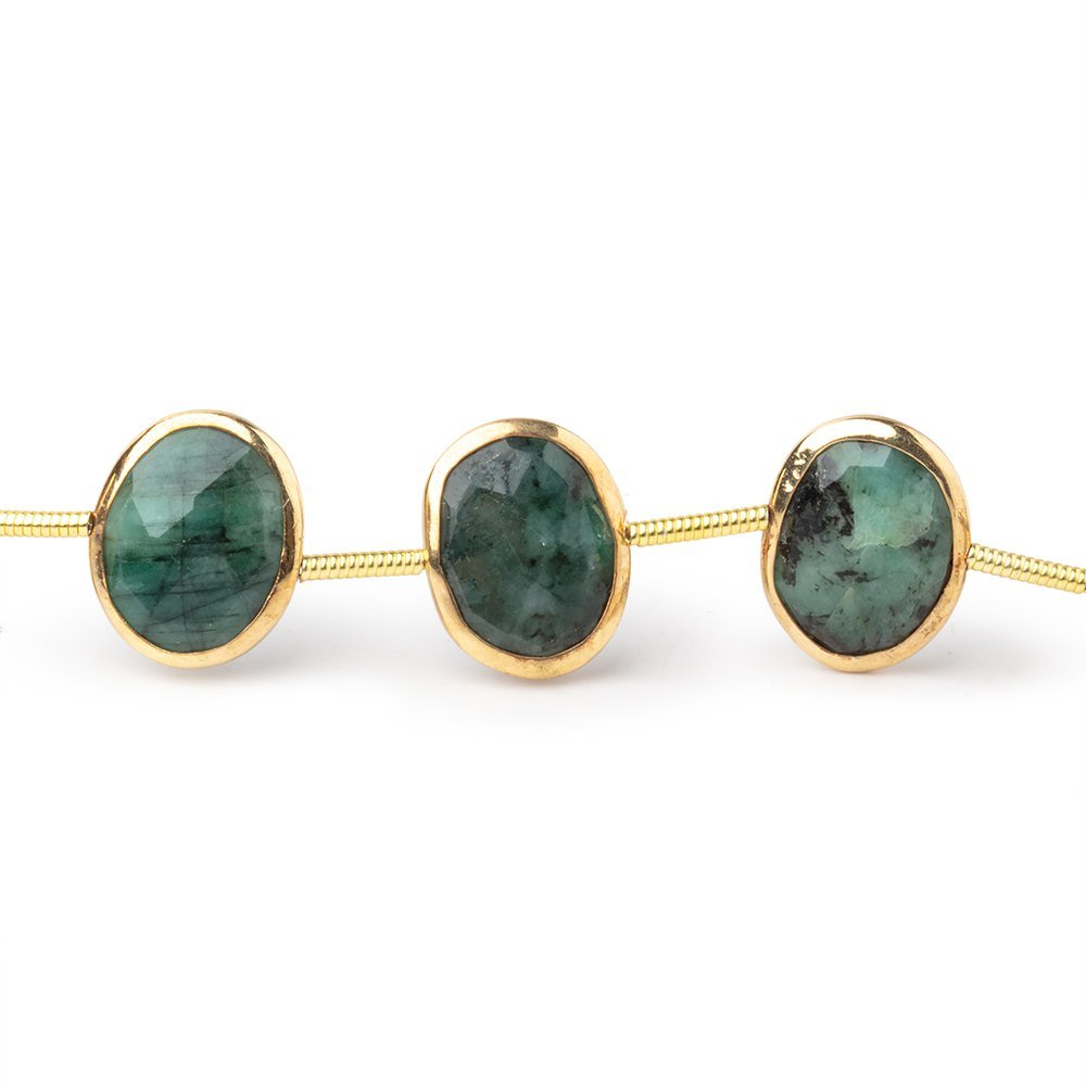 13x10mm Vermeil Bezel Emerald Faceted Nuggets 7 inch 12 Beads