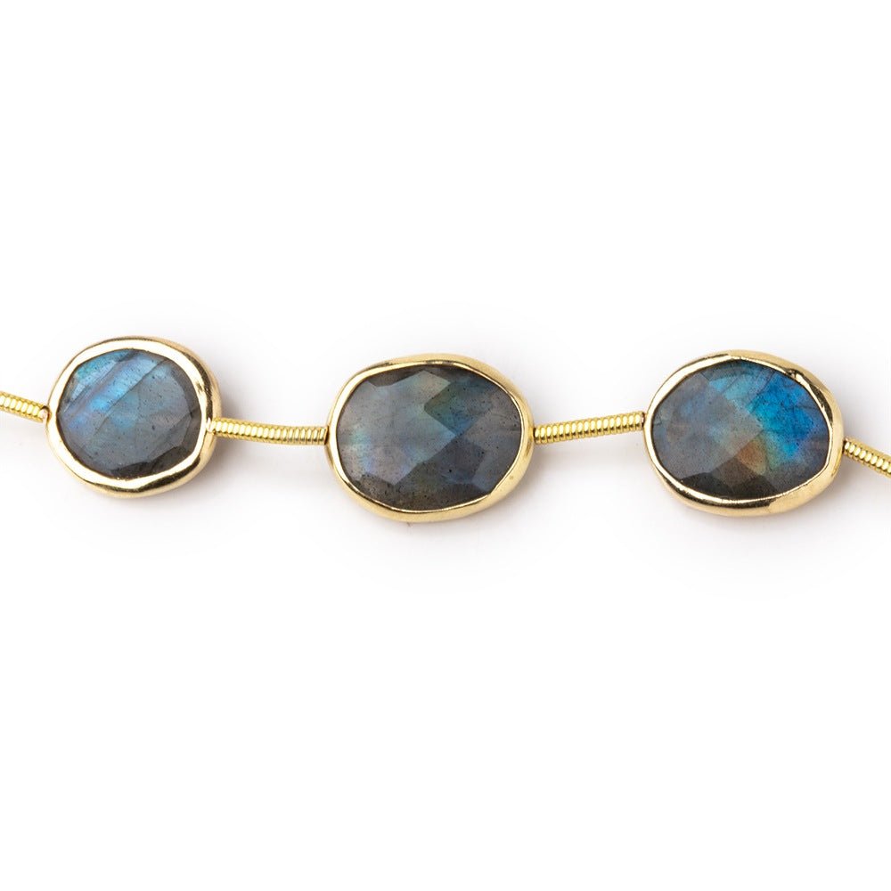 13x10mm Vermeil Bezel Labradorite Faceted Nugget Beads 7 inch 9 pieces