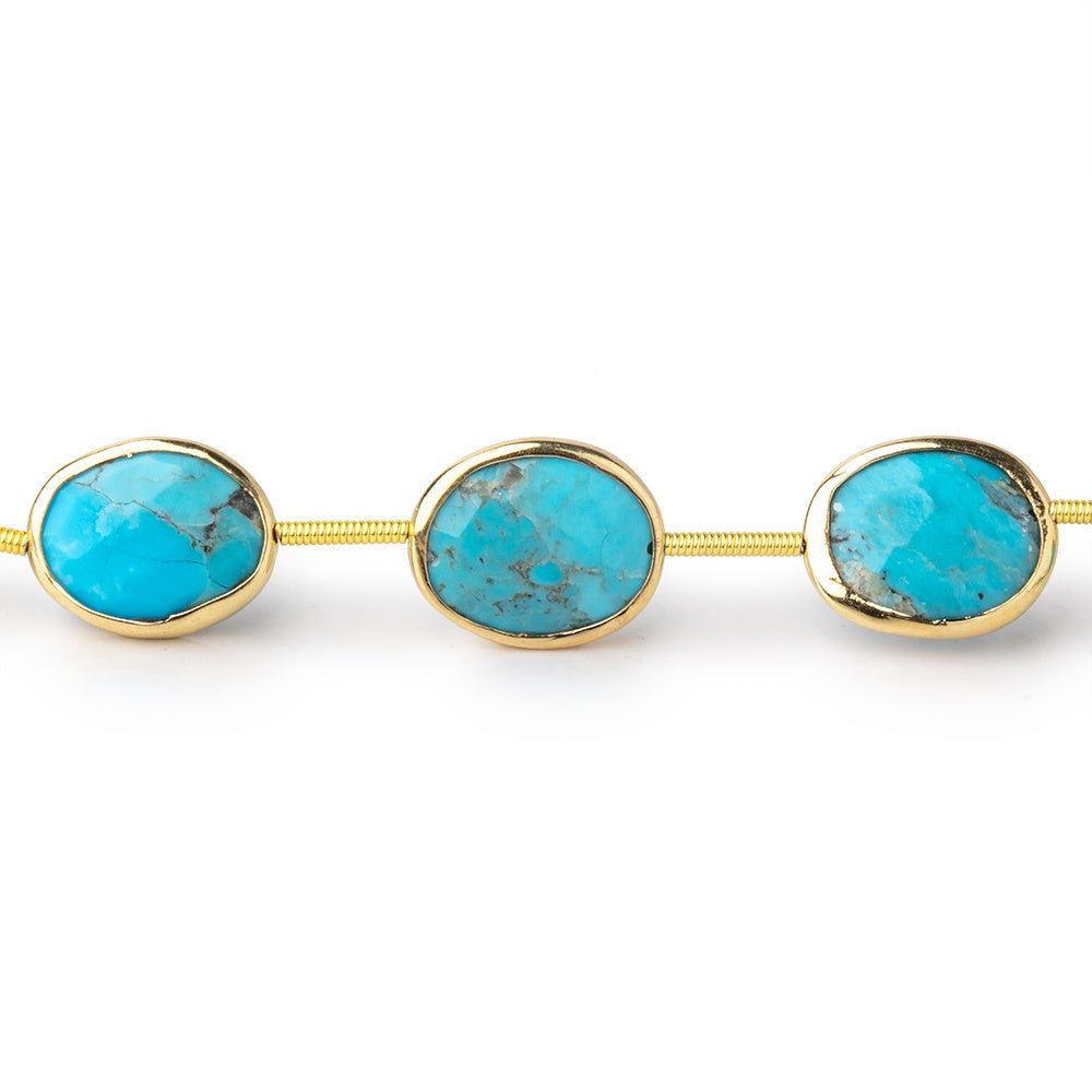 13x10mm Vermeil Bezel Turquoise Howlite Faceted Nugget Beads 8 inch 10 pieces