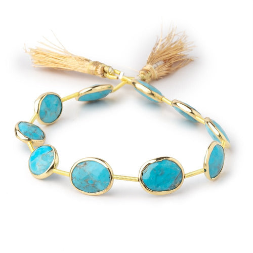 13x10mm Vermeil Bezel Turquoise Howlite Faceted Nugget Beads 8 inch 10 pieces