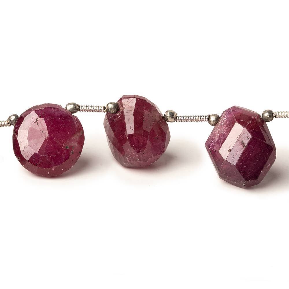 13x11-15x11mm Ruby top drilled faceted nugget Beads 8.5 inch 13 pieces