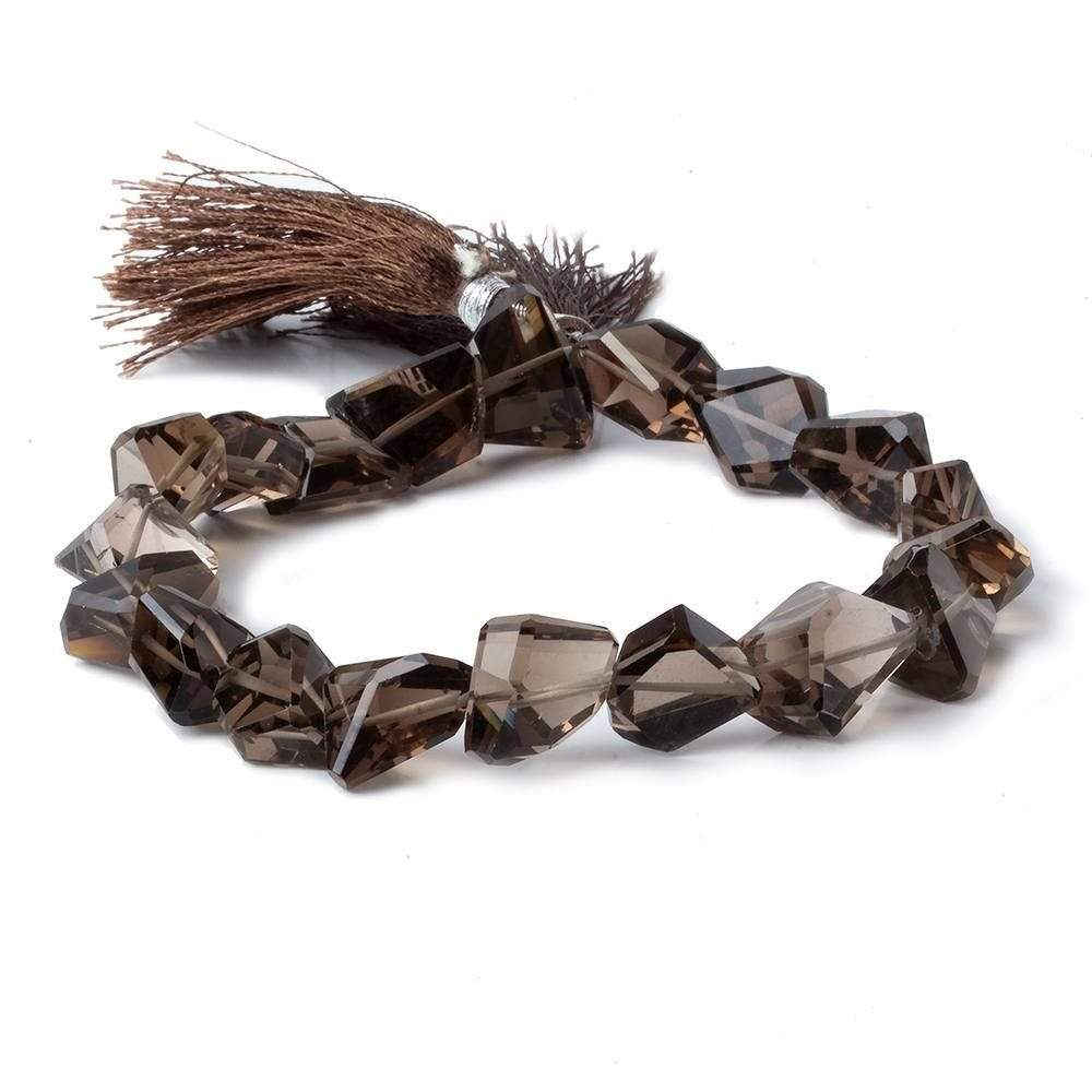 13x11-16x10.5mm Smoky Quartz Faceted Nugget Beads 9.75 inch 17 pcs