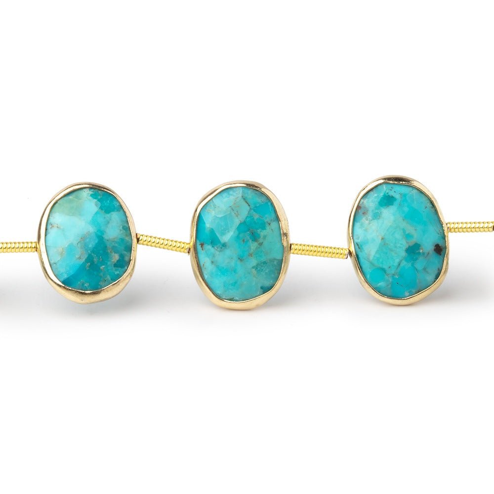 13x11mm Vermeil Bezel Turquoise Side Drill Nuggets 7 inch 11 Beads