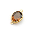 13x11mm Vermeil Bezel Whiskey Quartz Faceted Oval Connector 1 piece