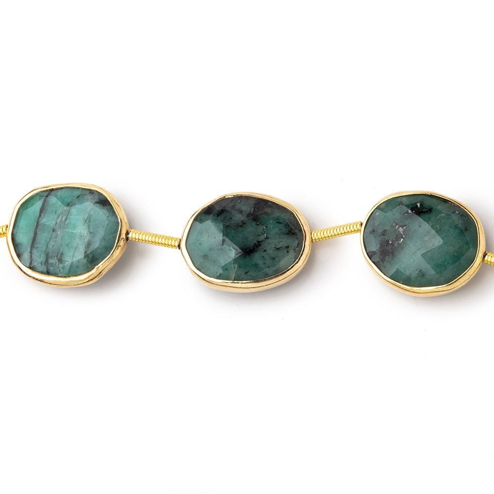 13x10mm Vermeil Bezel Emerald Faceted Nugget Beads 7 inch 10 pieces