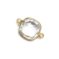 13x13mm Vermeil Bezeled Crystal Quartz faceted pillow Connector 1 piece