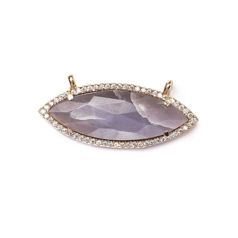 13x33mm Rose Gold Bezel CZ & Chocolate Moonstone Marquise East West Connector 1 focal bead