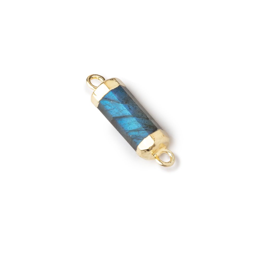 13x5mm Gold Leafed Labradorite faceted barrel tube Connector 1 piece