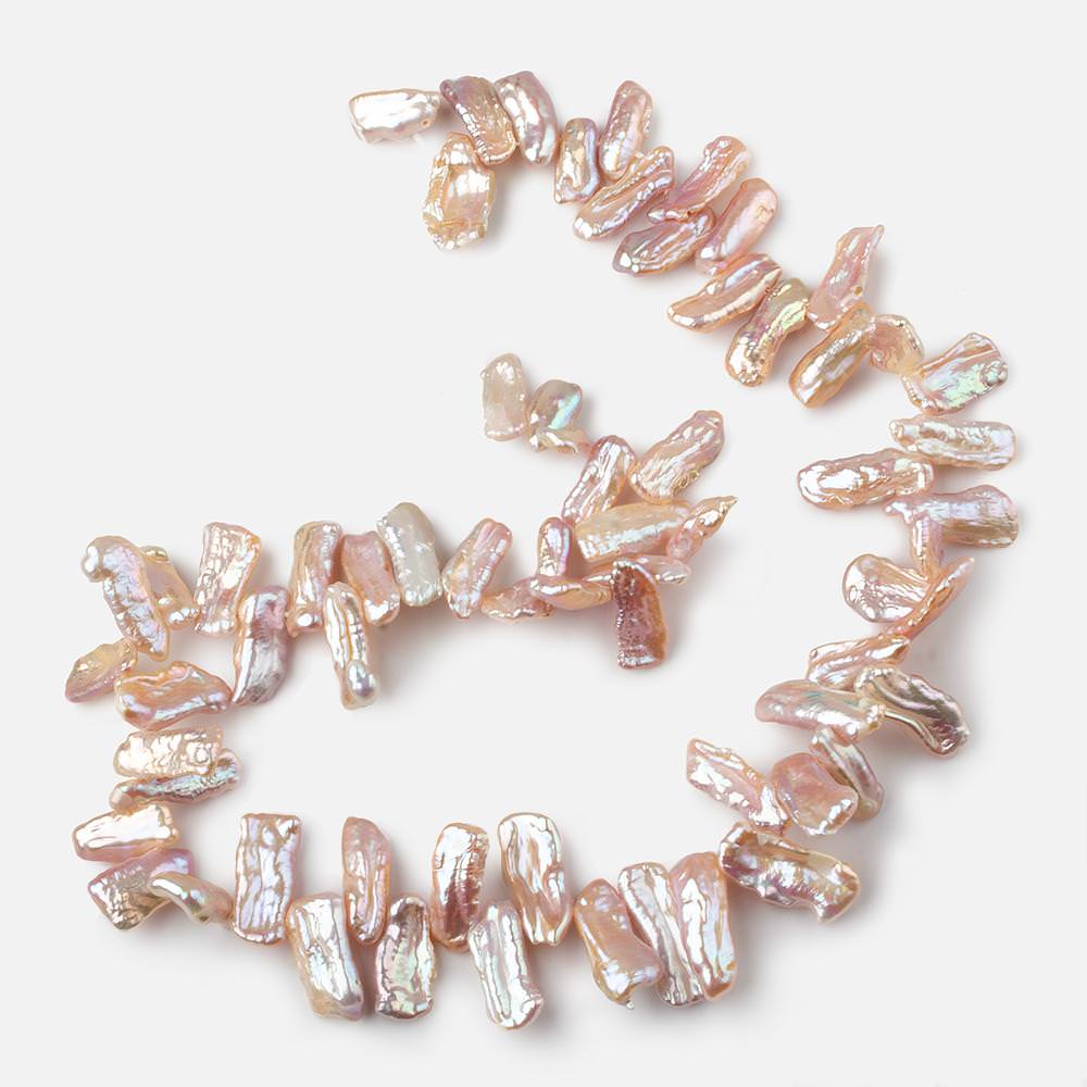 13x6-22x6mm Pinkish Lilac Top Drilled Biwa Freshwater Pearls 15 inch 70 pcs AA