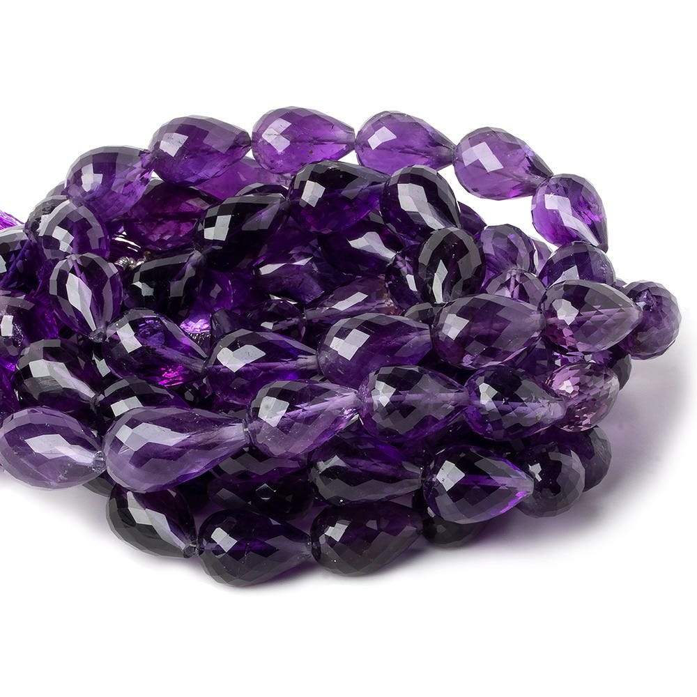 13x9-15x10mm Amethyst straight drilled faceted tear drops 15 inch 25 beads AA