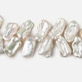 13x9-17x10mm White Top Drilled Biwa Freshwater Pearls 16 inch 69 pieces AAA