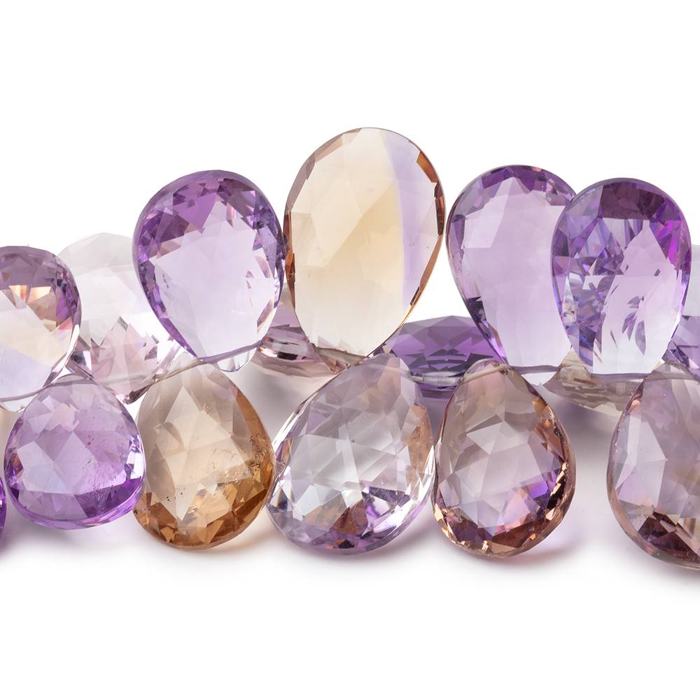 13x9-19x12mm Ametrine Faceted Pear Beads 7.5 inch 46 pieces
