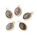 13x9mm Vermeil Bezel Grey Moonstone Marquise Pendant 1 piece