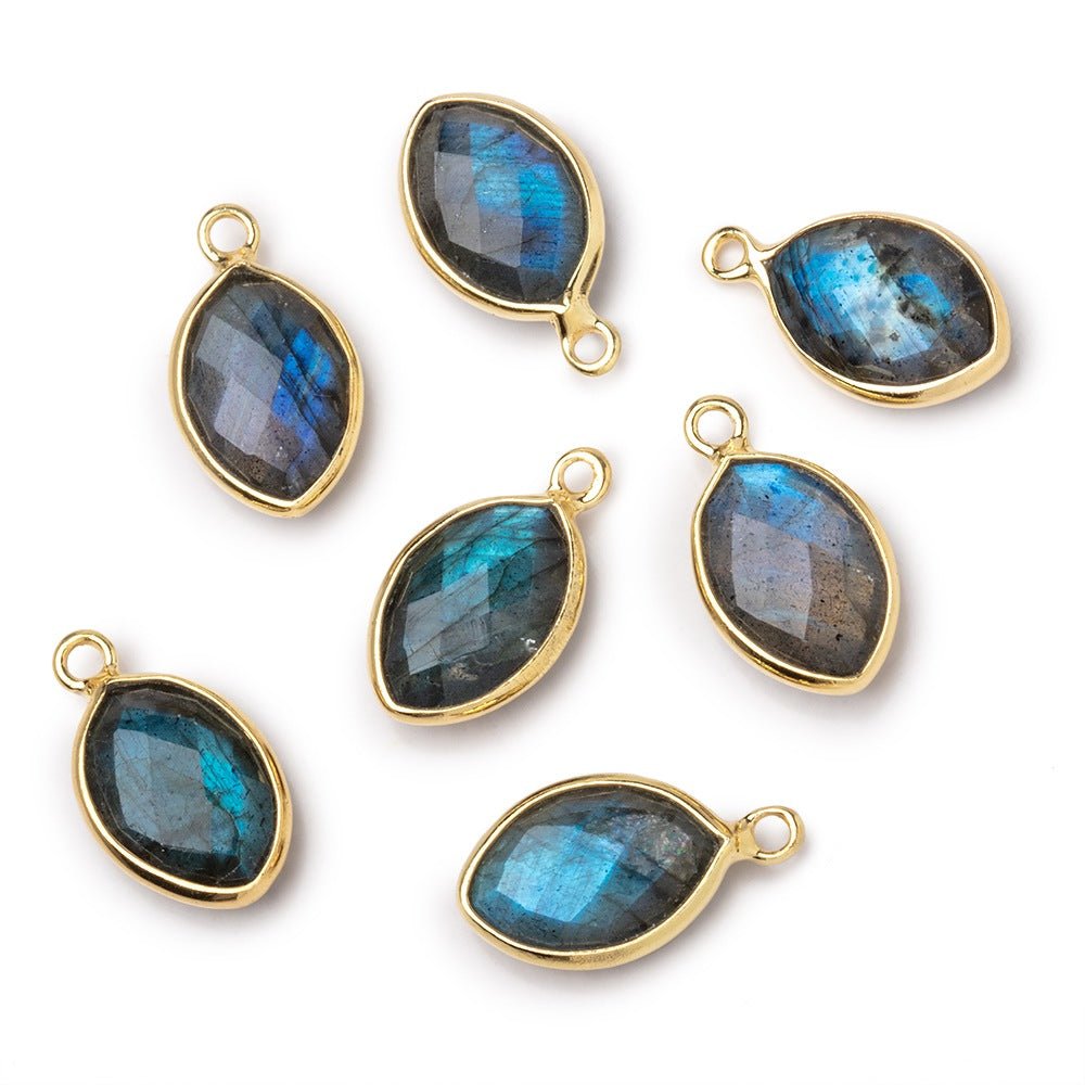 13x9mm Vermeil Bezel Labradorite Marquise Pendant 1 piece