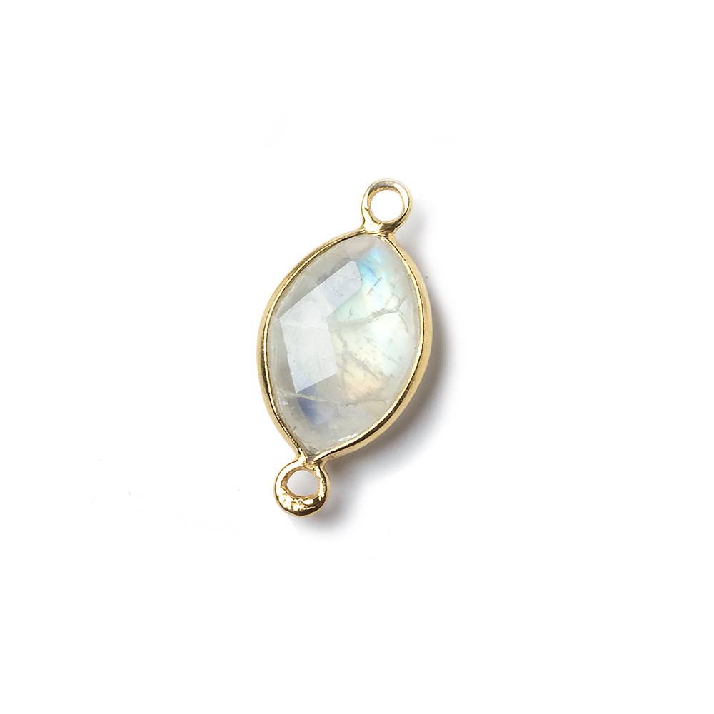 13x9mm Vermeil Bezel Rainbow Moonstone faceted marquise Petite Connector 1 piece