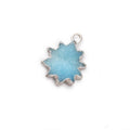14-15mm Silver Leafed Blue Drusy Star Burst Pendant 1 focal piece
