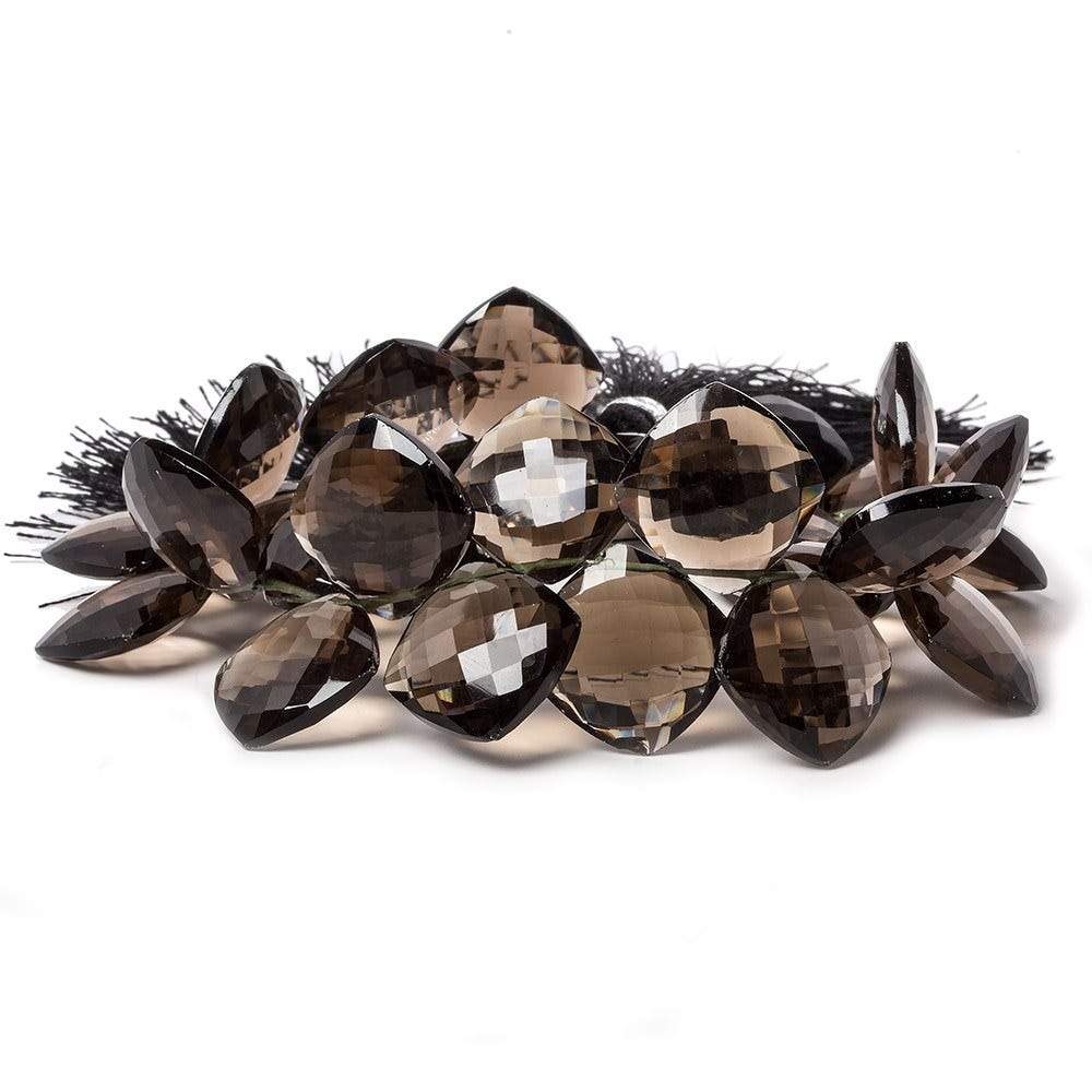 14-15mm Smoky Brown Quartz faceted pillow beads 7 inch 20 pieces
