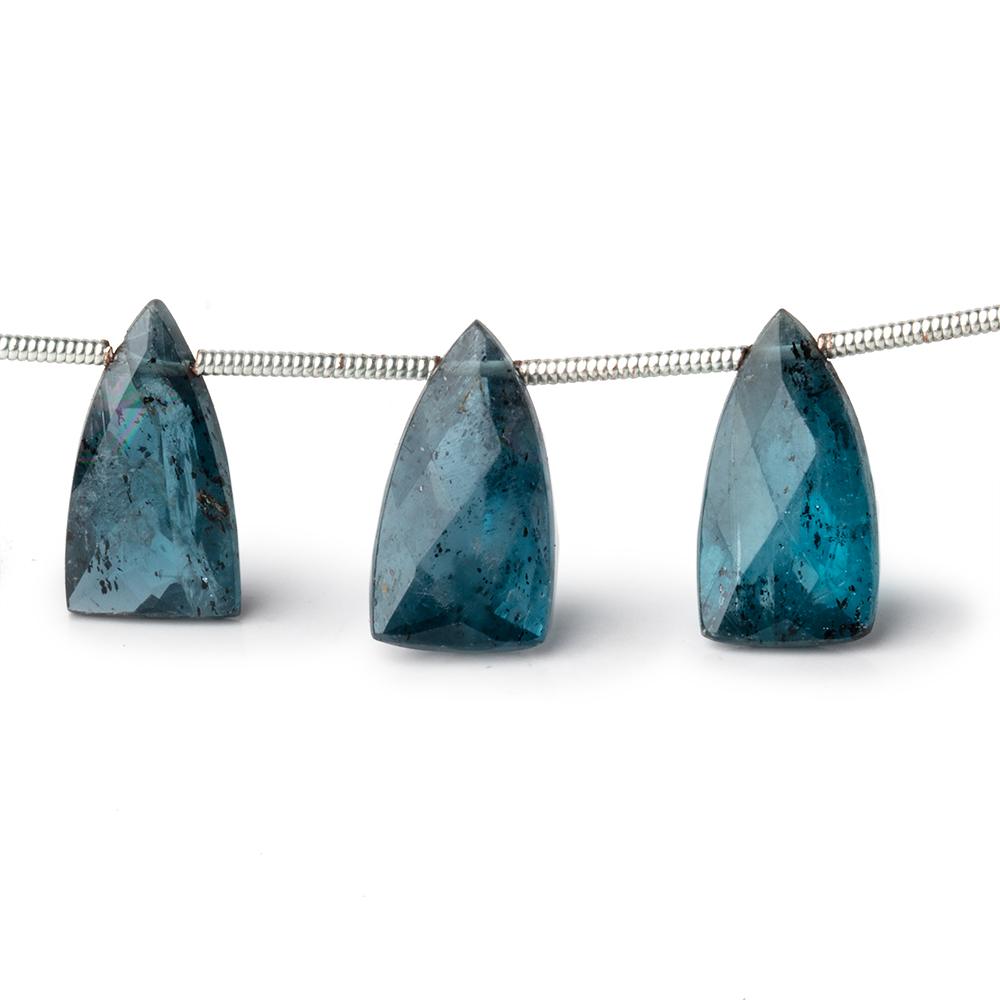 14-15mm Teal Moss Kyanite Pavilion Faceted Triangle Beads 6 inch 11 pieces